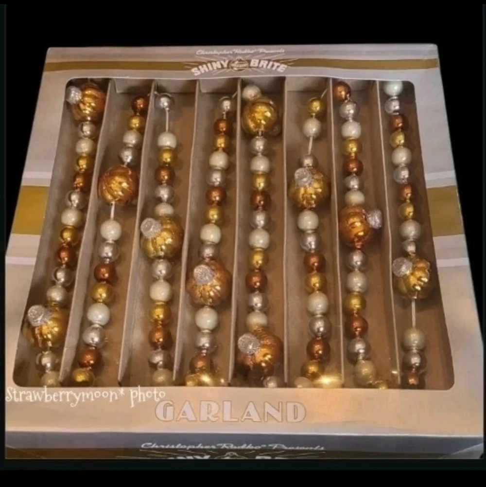 Radko Shiny Brite Vintage / Style Fall Autumn Glass Pumpkin Thanksgiving Garland